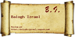 Balogh Izrael névjegykártya